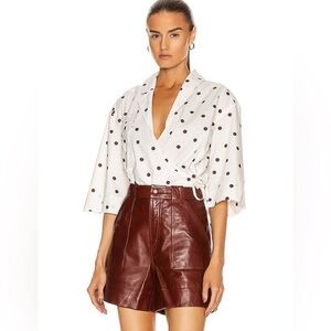 GANNI Polka-Dot Poplin Wrap Shirt L/XL